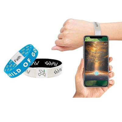 Vải kéo dài câu Kinh Thánh hàng ngày Vòng đeo tay với NFC RFID Vải đeo tay đàn hồi