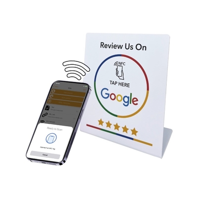 NFC Đứng tùy chỉnh Social Media Review NFC PVC Google Review Card Menu Display Stand